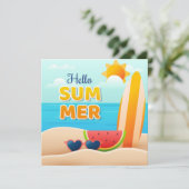 Strand Tage Hallo Sommer Grußkarte (Stehend Vorderseite)