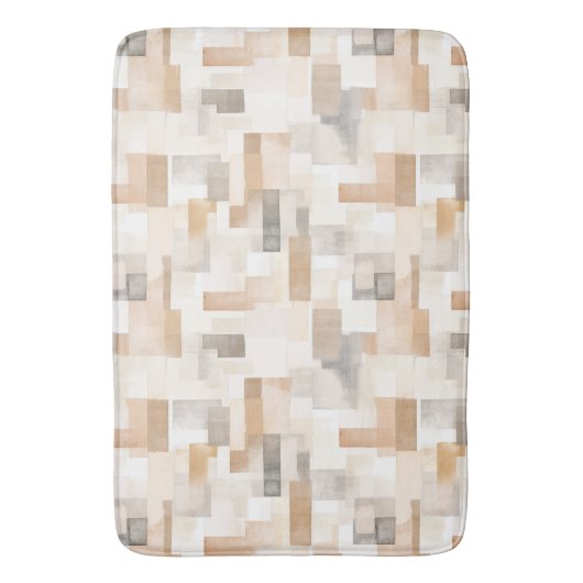 Strand Tan Neutral Geomer Square Badematte (Vorderseite Vertikal)