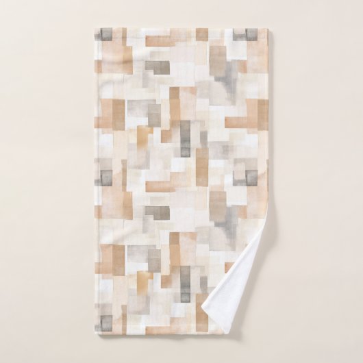 Strand Tan Neutral Geomer Square Badhandtuch Set (Handtuch)