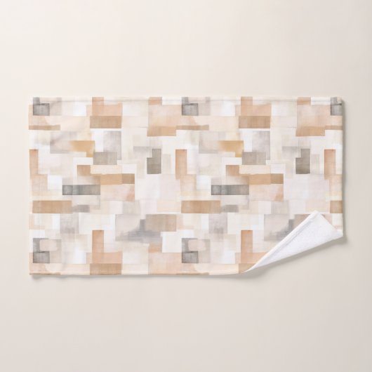 Strand Tan Neutral Geomer Square Badhandtuch Set (Handtuch)