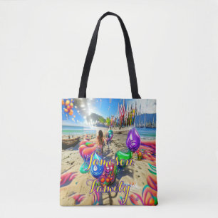 Strand-Tasche Familie Sand Willkommen Luftballons Tasche