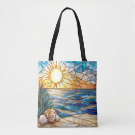 Strand-Tasche mit Glasmalerei-Sonnenuntergang Tasche