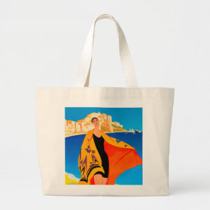 Strand-Taschen-Tasche: "Französisches Riviera " Jumbo Stoffbeutel