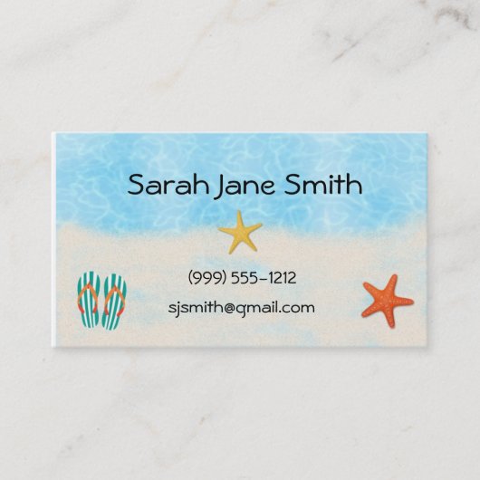 Strand-Telefonkarten/Visitenkarten (#BUS 009) Telefonnummerkarte (Vorderseite)