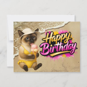 Strand Thema für Cat Lover Geburtstag Postkarte