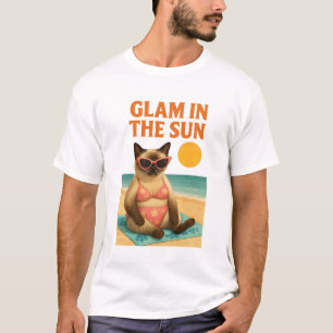 Strand-Thema für Siamese-Katzen-Liebhaber T-Shirt