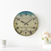 Strand-Thema-Herzen im Sand Große Wanduhr (Zuhause)