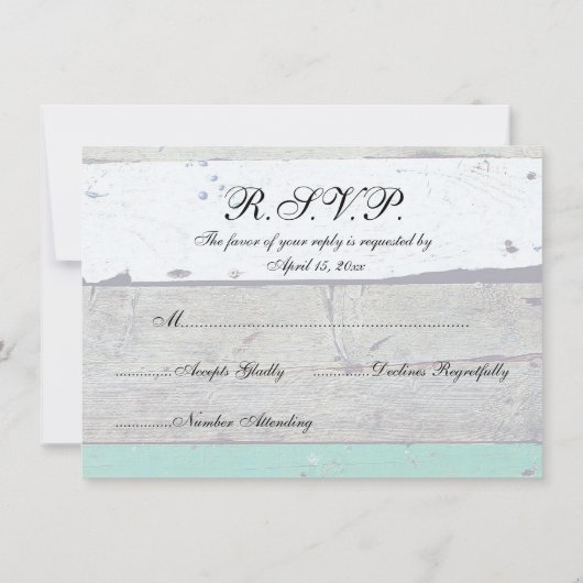 Strand-Thema Seestern-Hochzeit Rustikal Einladung (Rückseite)