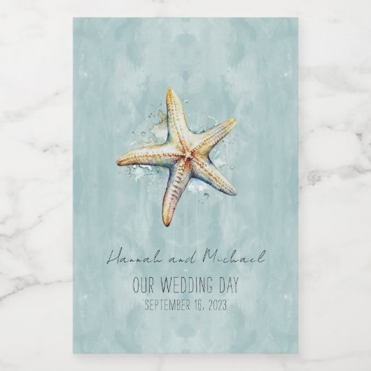 Strand Thema "Unser Hochzeitstag" Mini Weinetikett (Einzelnes Label)