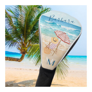 Strand Thema Wasserfarbe Monogramm Name Golf Headcover