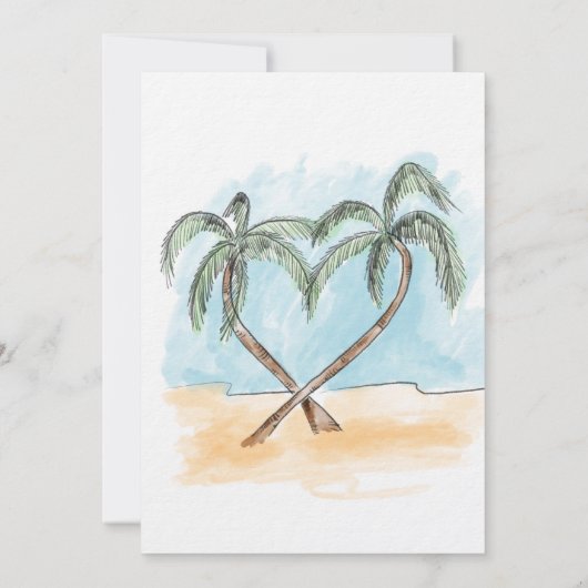 Strand Themed Aquarell Calligraphie Palm Tropic Einladung (Rückseite)