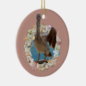 Strand Themed, Pelican und Seashell Wreath Keramik Ornament (Rechts)