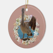 Strand Themed, Pelican und Seashell Wreath Keramik Ornament (Links)