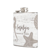 Strand Themed Wedding Wood Grain Flachmann (Links)