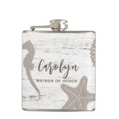 Strand Themed Wedding Wood Grain Flachmann (Vorderseite)