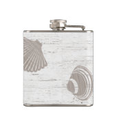 Strand Themed Wedding Wood Grain Flachmann (Rückseite)