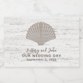 Strand Themed Wedding Wood Grain Schaumweinetikett (Einzelnes Label)
