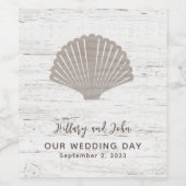 Strand Themed Wedding Wood Grain Weinetikett (Einzelnes Label)
