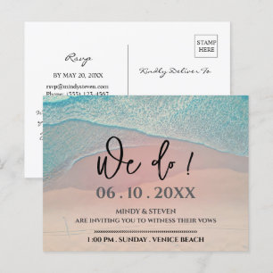Strand-Themen-Hochzeitseinladung im Budget Postkarte