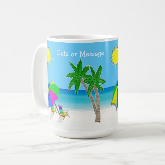 Strand-themenorientierte Hochzeits-Geschenke 2 Kaffeetasse (Vorderseite Links)