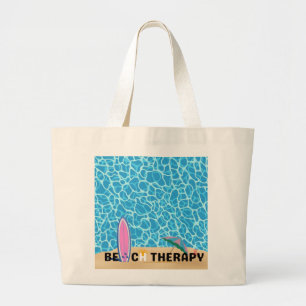 Strand-Therapie-Surfboard-Sommer-Poster Jumbo Stoffbeutel