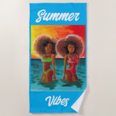 STRAND TOWEL RETRO STRANDSTRAND MÄDCHEN SONNEN STRANDTUCH (Vorderseite)