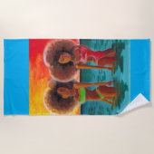 STRAND TOWEL RETRO STRANDSTRAND MÄDCHEN SONNEN STRANDTUCH (Vorderseite)