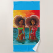 STRAND TOWEL RETRO STRANDSTRAND MÄDCHEN SONNEN STRANDTUCH (Vorderseite)