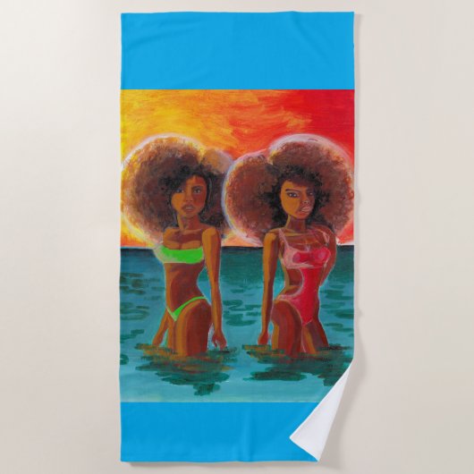 STRAND TOWEL RETRO STRANDSTRAND MÄDCHEN SONNEN STRANDTUCH (Vorderseite)