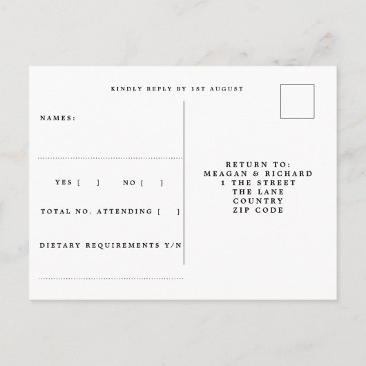 Strand Tropical aloha Hochzeit rsvp Postkarte (Rückseite)