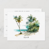 Strand Tropical aloha Hochzeit rsvp Postkarte (Vorne/Hinten)