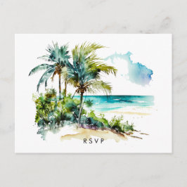 Strand Tropical aloha Hochzeit rsvp Postkarte