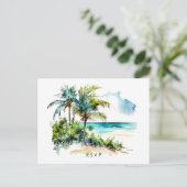 Strand Tropical aloha Hochzeit rsvp Postkarte (Stehend Vorderseite)