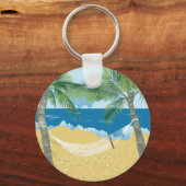 Strand ~ Tropical Beach Hammock Urlaub Schlüsselanhänger (Vorderseite)