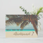 Strand Tropical, Palm Bridesmaid Card Einladung (Stehend Vorderseite)