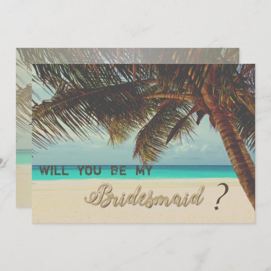 Strand Tropical, Palm Bridesmaid Card Einladung (Vorne/Hinten)