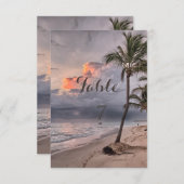 Strand Tropical, Palm Table Card Einladung (Vorne/Hinten)