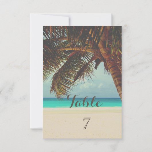 Strand Tropical, Palm Table Card Einladung (Rückseite)