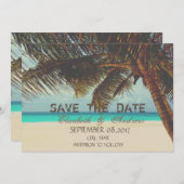 Strand, Tropical, Palm Wedding Das Datum speichern Save The Date (Vorne/Hinten)