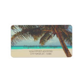 Strand Tropical, Palm Wedding Label Adressaufkleber (Vorne)