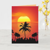 STRAND TROPICAL SUNSET KUNST SCHÖNE GEBURTSKARTE KARTE (Gelbe Blume)