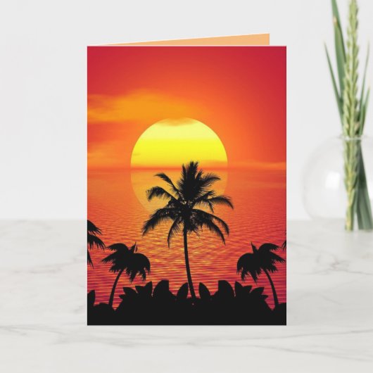 STRAND TROPICAL SUNSET KUNST SCHÖNE GEBURTSKARTE KARTE (Vorderseite)