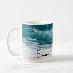 Strand Tropical Waves Sand Moderne Name Kaffeetasse