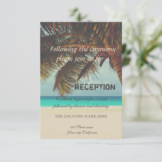 Strand tropisch, Palm Empfang Einladung (Stehend Vorderseite)