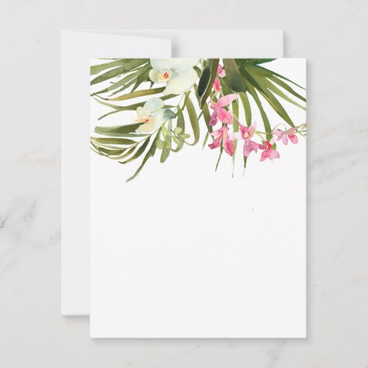 Strand Tropisch rosa Weiße Blumenorchideen Leere Mitteilungskarte (Vorderseite)