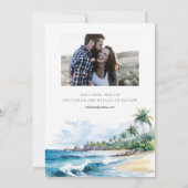 Strand tropische Wasserfarbe Save The Date (Rückseite)
