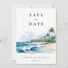Strand tropische Wasserfarbe Save The Date