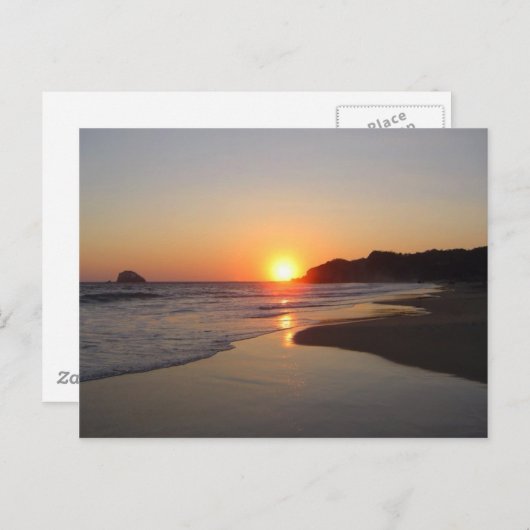 Strand Tropischer Sonnenuntergang Postkarte (Vorne/Hinten)