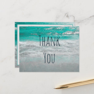 Strand Türkis Weiße Küste Welle Ozean Vielen Dank Postkarte