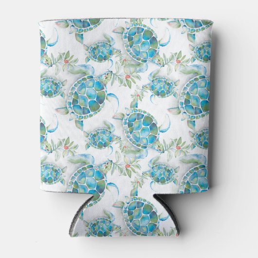 Strand Türkisches Meer Schildkröte Wasserfarbe Dosenkühler (Vorderseite)